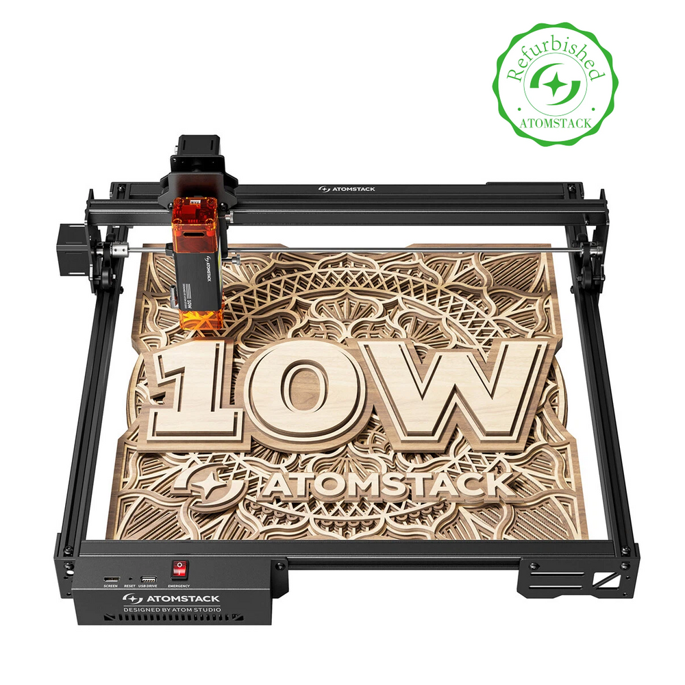 [US Direct]Refurbished ATOMSTACK A10 PRO V2 12W CO2 Laser Engraving Machine with Auto Air Assist 400x400mm Area 0.01mm High Precision Laser Engraving Machine for Wood and Metal Dark Acrylic Glass
