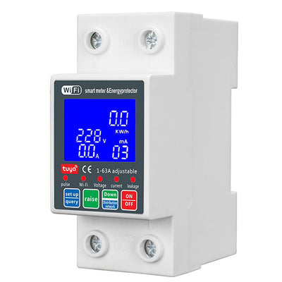 WiFi Smart Circuit Breaker 63A 230V 6kA Overcurrent Leakage Protection Bidirectional Metering Backlit Display