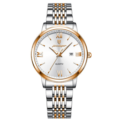 LinkMejor Women Watch Thin Waterproof Luminous Quartz Watch Calendar Analog Stainless Steel Wrist Watch Date Lady Watch