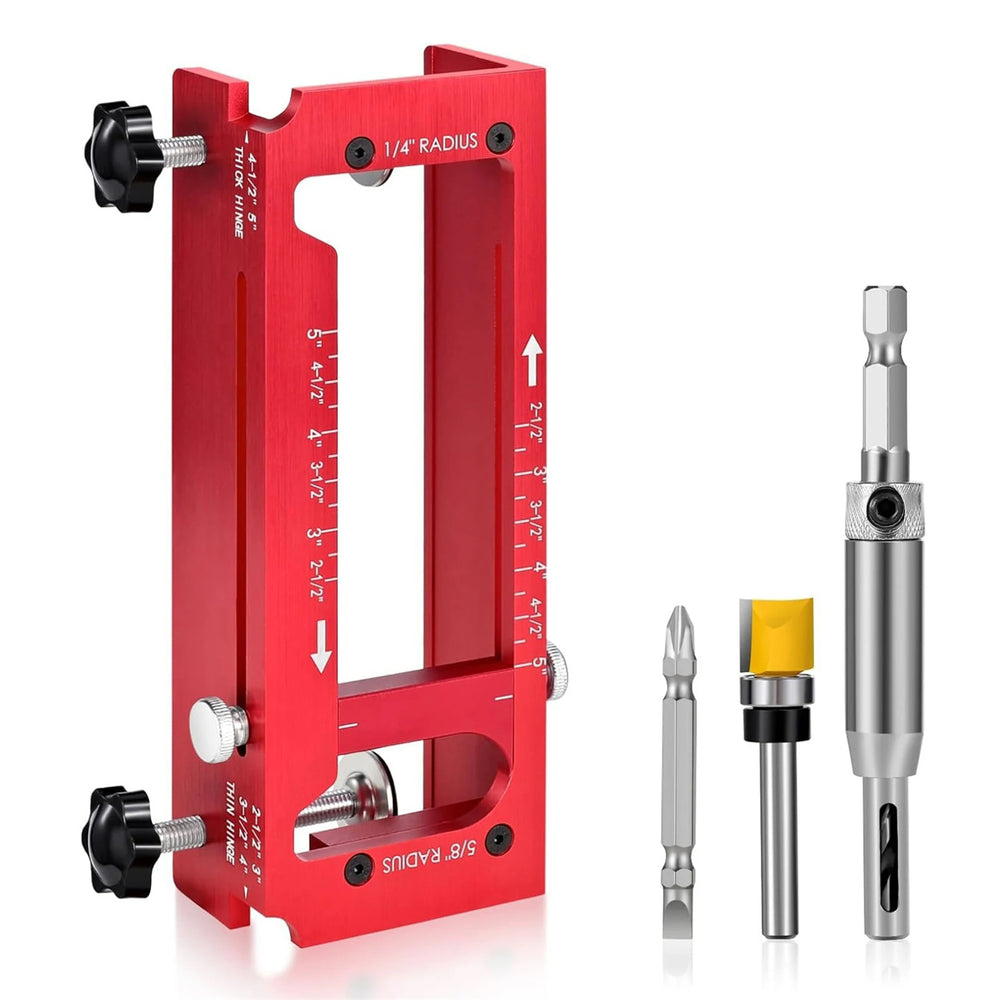 Door Hinge Jig Aluminum Alloy Hinge Drilling Fixture For 2-1/2 Inch To 5 Inch Mortises Woodworking Installation Tool