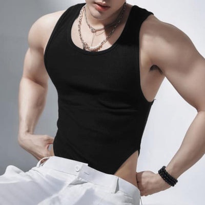 LinkMejor Men Tank Top Fashion Simple Solid Color Jumpsuit Vest Male Tanks Sleeveless Summer Streetwear S-5XL