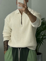 Mens Solid Knit Quarter Zip Long Sleeve Golf Shirt