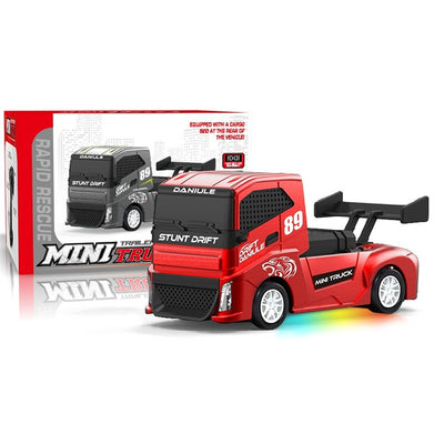 LinkMejor Toys 3355 RTR 1/87 2.4G 4WD RC Car Mini Half-Scale Simulation Tractor Semi Drift Truck Optional Trailer Competitive Stunt Racing LED Light Transport Desktop Vehicles Models Boys Birthday Gifts