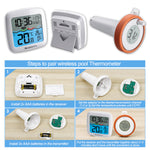 Wireless Pool Thermometer Floating 200ft Range Digital Indoor Outdoor Temperature Humidity Monitor 3 Channels High Precision Sensor Backlit Display