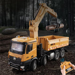 LinkMejor 1538 1/14 2.4G 26CH Semi-alloy RC Car Grabbing Wood Dump Truck 3-in-1 Vehicle Model RTR