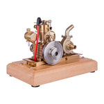 LinkMejor M16C Air-cooled Single Cylinder 4-strokes Mini Vertical Gasoline Speed-controlled IC Engine Model with Water Vane Pump Science Discovery Education Desktop Decorations Collection Toys