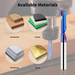 1/4 Inch Shank YK20 Alloy CNC Router Bit Spiral Design Nano Coated Cutter for Aluminum Brass ABS Acrylic HDPE High Precision 35 Degree Angle