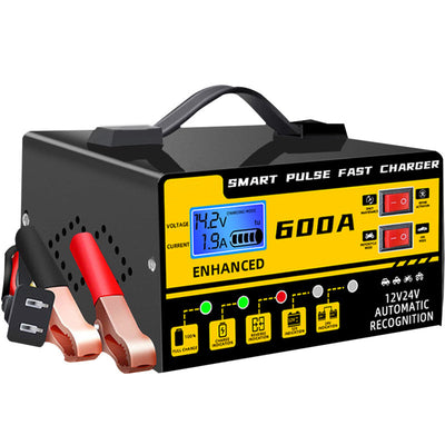 12V 24V 600A Smart Pulse Repair Fast Charging Charger 6AH-400AH Automatic Battery Charger Lead Acid Maintenance-Free