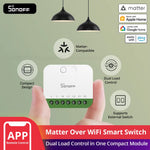 LinkMejor MINI-2GS MINI DUO 2-Gang Matter Over WiFi Smart Switch Dual Load Control Detach Relay Mode Compatible Alexa Apple Home