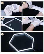Elfeland 11-Cell Garage Lights Hexagon Lamp 6500K LED Tube Honeycomb Barbershop Ceiling Lighting For Workshop 4S Car Show Auto Body Repair Gym