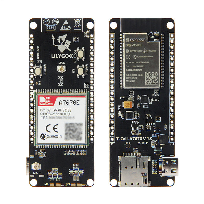 LinkMejor® T-Call A7670 4G 2G ESP32 Development Board A7670E LTE GSM Cellular Network ESP32-WROVER-E WiFi bluetooth Wireless Module