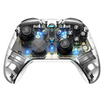 G6 Pro Wireless bluetooth Transparent Gaming Controller with Hall Trigger Carbon Film Joystick RGB Lighting Six Axis Gyro Vibration Macro Back Keys for PC Switch Android iOS