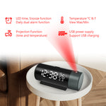 ZX1006A Digital Projection Alarm Clock with Temperature Time 180°Rotation LED Display Dual Alarm Clock Snooze Function USB Electronic Table Bedroom Bedside 3D Wall Projection Clocks