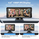 Car Baby Camera Dual Channel 6.8inch 1080P Display with 2 IR Night Camera and 150° Wide View Angle Automotive Baby Camera