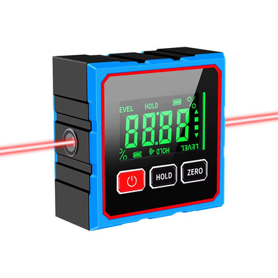 LinkMejor Electronic Digital Angle Dipmeter Four Sided Magnetic Inclinometer ±0.2° Accuracy Cross Laser Level Type-C Charging Woodworking Gradient Measuring Tool