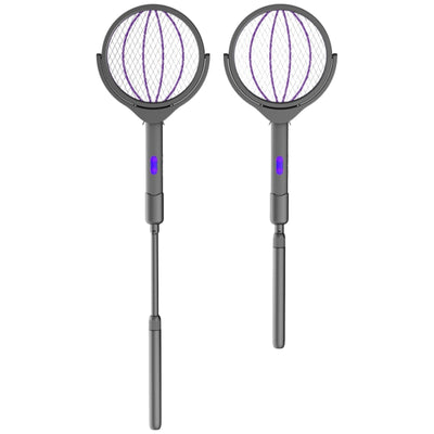Tevorex 4 In 1 Intelligent Telescopic Electric Mosquito Swatter 360° Rotating Mesh Two-Stage Handle Type-C Mosquito Swatter with Multi-Layer Insulated Protective Grid