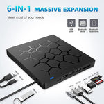External CD/DVD Drive USB 3.0 Type-C 6 in 1 DVD Drive Player Optical Drive With SD/TF & USB3.0 Slots Optical Drives For PC Laptop