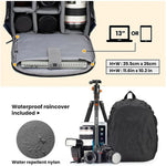 Camera Backpack Bag with Waterproof Cover Multi-Compartment Design for Camera Accessories Laptop Tripod Strap Outdoor Photography Travel