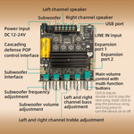 ZK-TB21 Pro Bluetooth Amplifier Board 50W+50W+145W 2.1 Channel Subwoofer Audio Receiver Lossless Decoding