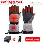 3 Gear Temperature Control Motorcycle Riding Gloves + 5000mAh Battery Winter Heated Warm Gloves for Outdoor Sports