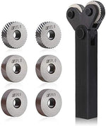 7pcs Steel Dual Wheel Knurling Tool Set with Diagonal Linear Knurl Wheel 0.5/1/2mm Pitch