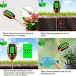 4in1/5in1/6in1 Digital Soil Tester LCD Backlight PH Moisture Temperature Sunlight Intensity Top Gardening Tool