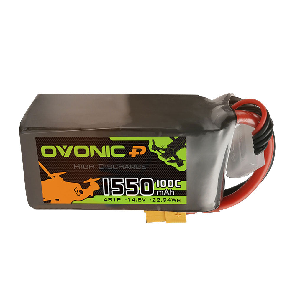 Ovonic 14.8V 1550mAh 100C 4S LiPo Battery XT60 Plug for FPV Quad Drone