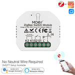 Tuya Zigbe 1-Way Switch Module 90-250V AC 5A Single Fire Wire Smart Light Switch Tuya App Remote Control Timer Schedule Works with Alexa Google Assistant Zigbe Hub Required