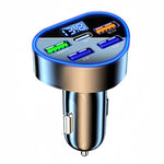 350W 4-Port USB PD Car Charger Adapter 3USB-A+USB-C Fast Charging with Blue LED for iPhone 16 15 14 13 Pro for Huawei Nova Flip for Xiaomi Civi 4 Pro for Samsung Galaxy Z Flip6