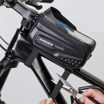 LinkMejor 1L Bicycle Bag Waterproof Bike Phone Holder Frame Front Tube Cycling Bag Phone Case Support for 4.7-6.8 Inch Touch Screen Smartphones