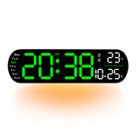 LinkMejor Digital Ambient Light Wall Clock Remote Control Electronic Mute Clock with Temperature Humitimy Date Week Display Timing Function Clock