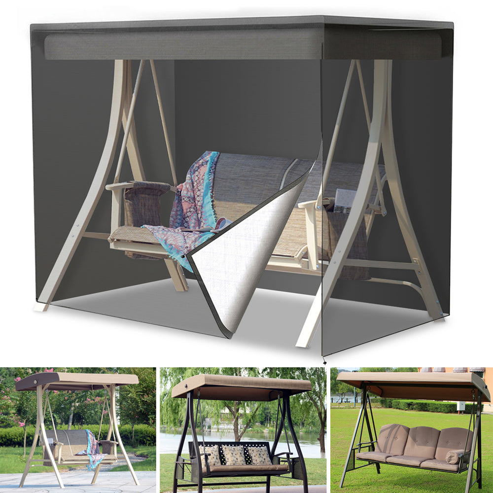 200x170x125cm 210D 3 Seater Swing Seat Chair Hammock Cover Outdoor Furniture Waterproof Cover Garden Yard Sofa Chair Cover Folding Dust Rain Protector