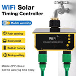 Smart WiFi Solar Irrigation Controller Dual Outlet Automatic Watering Timer Rain Sensor App Remote Control Garden Lawn Pool Sprinkler System 2CH IPX5