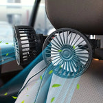 Car Fan 360° 3-speed Car Seat Back Cooling Fan USB Charge Dual Head Fan Adjustable Rotation Neck Cooler for Car Home Accessories