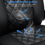 Hoffree Executive Office Chair Big and Tall 450lbs Heavy Duty Desk Chairs with Adjustable Lumbar Support High Back Home Computer Leather Chair with Flip-up Armrests for Heavy People