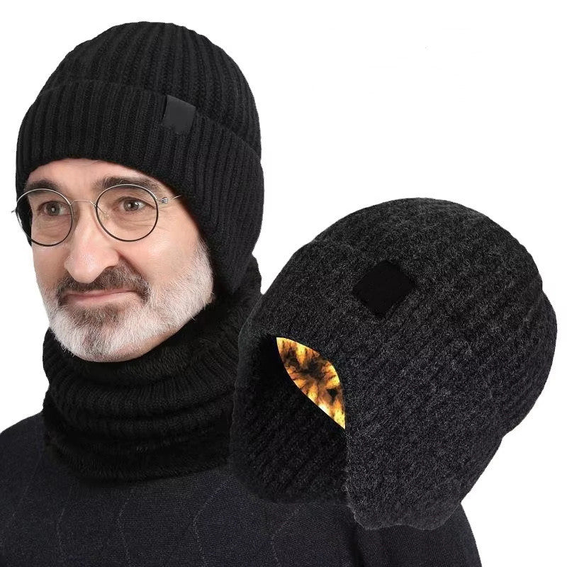 LinkMejor Winter Bike Knitted Hat Outdoor Plush Warmth Cap Peaked Earmuff Fashion Casual Faux Fur Lined Bomber Hats Cycling Ear Protection