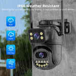 LinkMejor 6MP Dual Lens WiFi PTZ Security Camera Outdoor 5X Zoom Auto Tracking Full Color Night Vision Two Way Audio IP66 Waterproof Smart Home CCTV Surveillance Camera