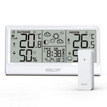 LinkMejor 8.5" LCD Screen Weather Station RCC Alarm Clock Digital Temperature Humidity Meter Weather Forecast Calendar Moon Phases Wireless Forecast Sensor