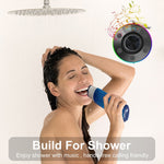 T7 IPX7 Waterproof Speaker RGB Portable bluetooth Speaker with Suction Cup Stereo Subwoofer LED Display TWS Hands-free Call FM Radio Indoors Outdoors Speakers for Bathroom Party