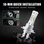 2 X Non-Fan H7 12V Car LED Headlight Bulb 6000K White Light LED Bulbs 1:1 Mini Headlight 18000LM CSP LED Chip IP67 Waterproof