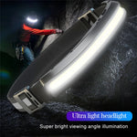 Lightweight Portable COB Headlamp Rechargeable Head Mounted Style Work Light Outdoor Camping Night Running Floodlight Fishing Headlight