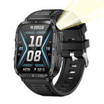 LinkMejor KT79 1.96inch HD Screen IPX8-3ATM Waterproof SOS Flashlight bluetooth Call Heart Rate Blood Pressure Blood Oxygen Monitor Sleep Monitoring Women's Health Multi-sport Modes Music Playback Smart Watch