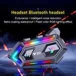 Y20 Motorcycle Helmet Bluetooth Headset 5.3 Bluetooth Headset IPX6 Waterproof with RGB Colorful Lights Split Installation Connect to AI Voice Assistant