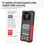 LinkMejor HT605 Digital Anemometer Portable Wind Speed Meter Windmeter LCD Backlight Display Temperature Humidity Meter