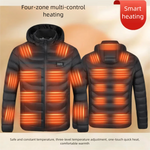 LinkMejor HZ-23 23 Zones Heating Jacket Zipper Adjustable Size USB Charging Smart Thermal Warm Jacket Men's Heated Hooded Coat Outdoor Sportswear