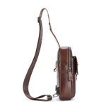 LinkMejor Vintage Men's Genuine Leather Chest Bag Large Capacity Wear-Resistant Crossbody Shoulder Bags Fashion Travel Outdoor Messenger Pack
