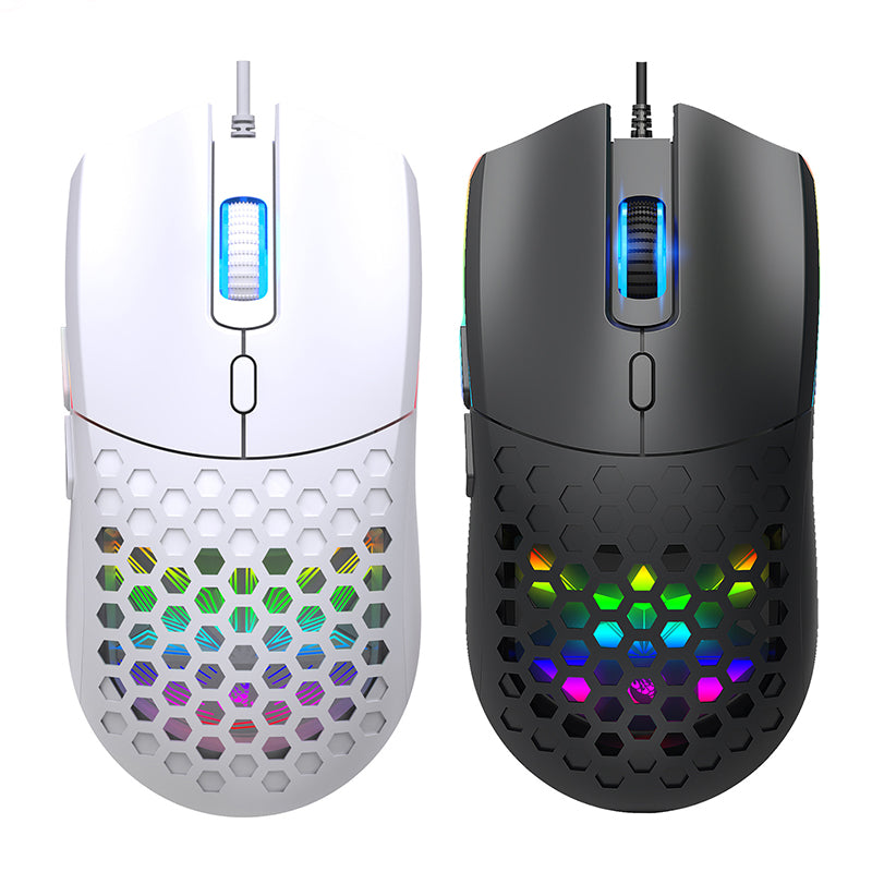 LinkMejor S500 Wired Gaming Mouse Hollow Design 6400DPI RGB Backlight 6-Keys Ergonomics PC Office Computer Gamer Mice