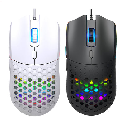 LinkMejor S500 Wired Gaming Mouse Hollow Design 6400DPI RGB Backlight 6-Keys Ergonomics PC Office Computer Gamer Mice