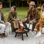 IPRee Outdoor Courtyard Round Brazier Portable Wood Stove 4-5 People Household Charcoal Heating Stove Portable Firepit Outdoor Yard Garden Picnic Campfire Grill Rack