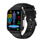 ET570 1.96inch HD Screen bluetooth Call ECG Heart Rate Blood Pressure Blood Oxygen Monitor Noninvasive Blood Glucose Measurement Uric Acid Blood Lipid Testing BMI Body Fat Sleep Monitoring Multi-sport Modes Music Playback IP68 Waterproof Smart Watch